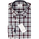 ETERNA - Comfort Fit Overhemd - Bordeaux met Wit en Blauw Geruit - Strijkvrij