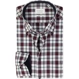 ETERNA - Comfort Fit Overhemd - Bordeaux met Wit en Blauw Geruit - Strijkvrij