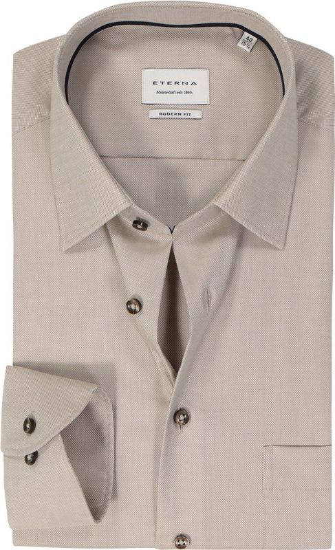 ETERNA - Modern Fit - Overhemd - Ecru - Strijkvrij - Boordmaat 46