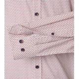 CASA MODA - Sport Casual Fit - Overhemd - Wit met Rood en Beige Dessin