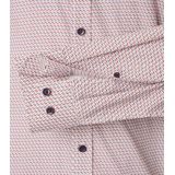 CASA MODA - Sport Casual Fit - Overhemd - Wit met Rood en Beige Dessin