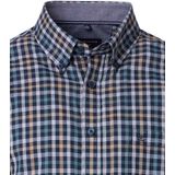 CASA MODA - Sport Casual Fit - Overhemd - Blauw Wit Beige Aqua Geruit