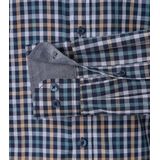 CASA MODA - Sport Casual Fit - Overhemd - Blauw Wit Beige Aqua Geruit