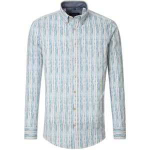 CASA MODA - Sport Casual Fit - Overhemd - Wit - Popeline, Gestreept in Blauw, Geel en Groen