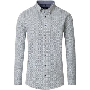 CASA MODA - Casual Fit - Overhemd - Wit - Twill, Blauw en Petrol Dessin