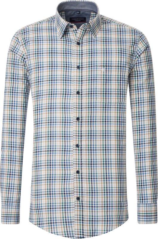 CASA MODA - Casual Fit Overhemd - Lichtblauw - Dobby Weving - Lange Mouwen