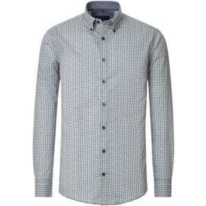 CASA MODA Sport Casual Fit Overhemd - Groen met Blauw - Popeline - Dessin