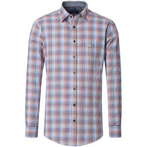 CASA MODA - Sport Casual Fit Overhemd - Wit met Rood Blauw Groen Geruit - Dobby