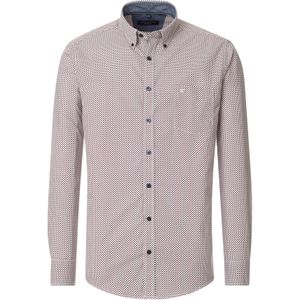 CASA MODA Sport Casual Fit Overhemd - Wit met Blauw en Rood Dessin - Popeline