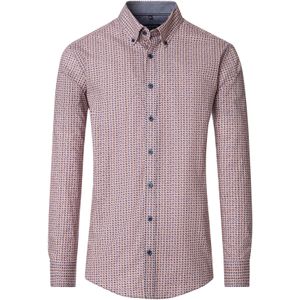 CASA MODA Sport casual fit overhemd, popeline, rood, met blauw en wit dessin