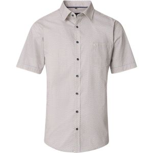 CASA MODA - Sport Casual Fit Overhemd - Wit met Groen en Blauw Dessin - Popeline