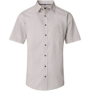 CASA MODA - Sport Casual Fit Overhemd - Wit met Groen en Blauw Dessin - Popeline