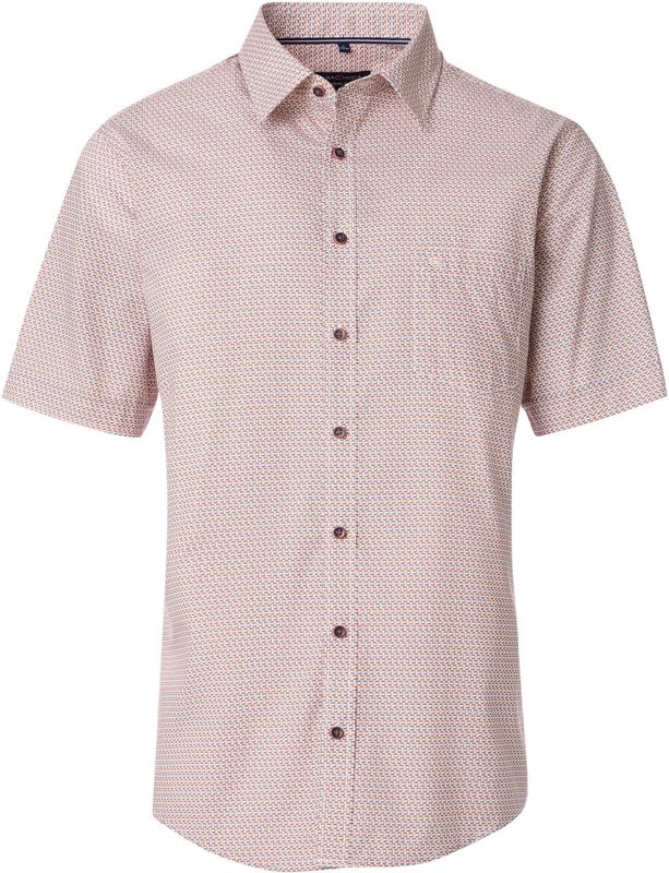 CASA MODA - Sport Casual Fit - Overhemd - Wit - Korte Mouw, Popeline, Easy Iron, Borduur Logo