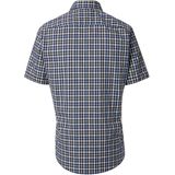 CASA MODA Sport casual fit overhemd, korte mouw, dobby, blauw met beige geruit