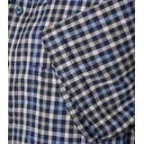 CASA MODA Sport casual fit overhemd, korte mouw, dobby, blauw met beige geruit