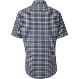 CASA MODA Sport casual fit overhemd, korte mouw, dobby, blauw met beige geruit