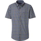 CASA MODA Sport casual fit overhemd, korte mouw, dobby, blauw met beige geruit