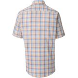 CASA MODA - Sport Casual Fit - Overhemd - Wit met Oranje Blauw en Geel Dessin - Korte Mouw