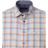 CASA MODA - Sport Casual Fit - Overhemd - Wit met Oranje Blauw en Geel Dessin - Korte Mouw