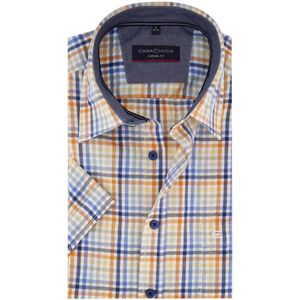 CASA MODA - Casual Fit Overhemd - Lichtblauw - Dobby Weving - Korte Mouwen