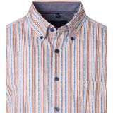 CASA MODA Sport Casual Fit Overhemd - Oranje met Blauw en Wit Gestreept - Popeline