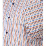 CASA MODA Sport Casual Fit Overhemd - Oranje met Blauw en Wit Gestreept - Popeline