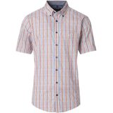 CASA MODA Sport Casual Fit Overhemd - Oranje met Blauw en Wit Gestreept - Popeline