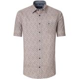 CASA MODA - Sport Casual Fit Overhemd - Wit met Oranje en Blauw Dessin - Popeline