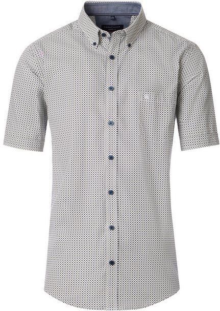 CASA MODA - Sport Casual Fit - Overhemd - Wit - Korte Mouw, Twill, Button-Down Kraag