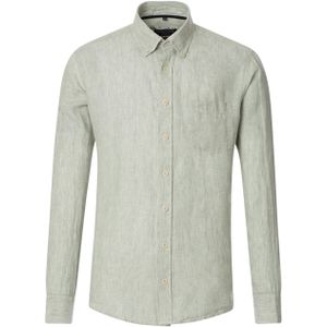 Casa Moda - Overhemd - Groen Gemeleerd - Casual Fit - 100% Linnen