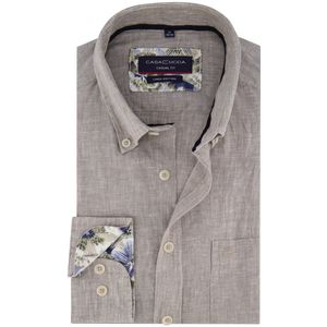 Casa Moda - Overhemd - Grijs Groen - 100% Linnen - Casual Fit