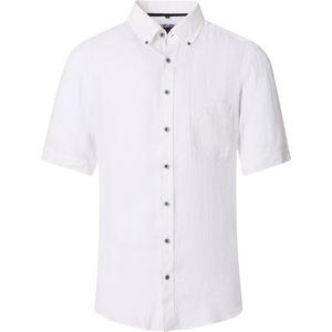 Casa Moda - Overhemd - Wit - 100% Linnen - Korte Mouwen
