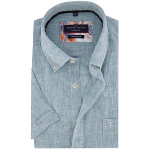Casa Moda - Overhemd - Blauw - Linnen - Korte Mouw