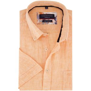 Casa Moda - Korte Mouw Overhemd - Oranje - 100% Linnen