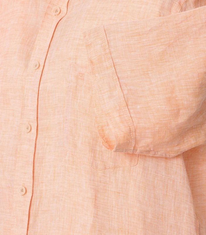 Casa Moda - Korte Mouw Overhemd - Oranje - 100% Linnen