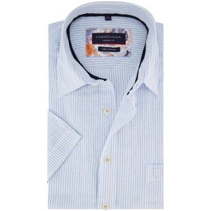Casa Moda - Blauw Gestreept Overhemd - Linnen - Borstzak