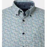 CASA MODA - Sport Casual Fit - Overhemd - Wit met Blauw Aqua en Geel Balletjes Dessin