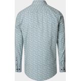 CASA MODA - Sport Casual Fit - Overhemd - Wit met Blauw Aqua en Geel Balletjes Dessin