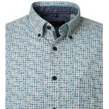CASA MODA - Sport Casual Fit - Overhemd - Wit met Blauw Aqua en Geel Balletjes Dessin
