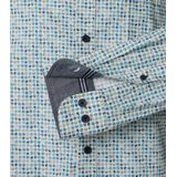 CASA MODA - Sport Casual Fit - Overhemd - Wit met Blauw Aqua en Geel Balletjes Dessin