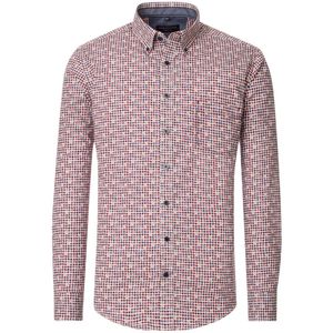CASA MODA - Sport Casual Fit - Overhemd - Wit - Popeline, Rood en Blauw Dessin