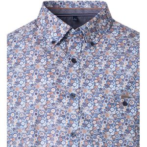 Casa Moda - Heren Overhemd - Korte Mouwen - Blauw - 100% Katoen