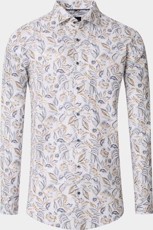 Venti - Kent - Overhemd - Beige - Lange Mouw - Modern Fit