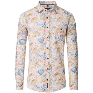 CASA MODA - Sport Casual Fit - Overhemd - Wit - Popeline, Lichtblauw en Roze Dessin