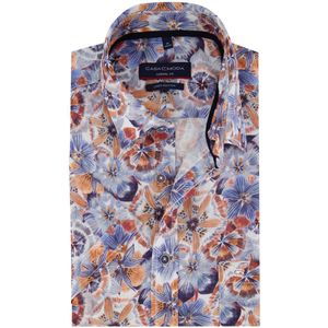 Casa Moda - Korte Mouw Overhemd - Multicolor - Linnen - Wijde Fit