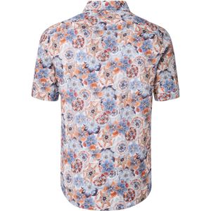 Casa Moda - Overhemd - Oranje-Blauw Patroon - 55% Linnen 45% Katoen