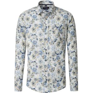 Casa Moda - Overhemd - Blauw Geprint - Katoen - Wijde Fit