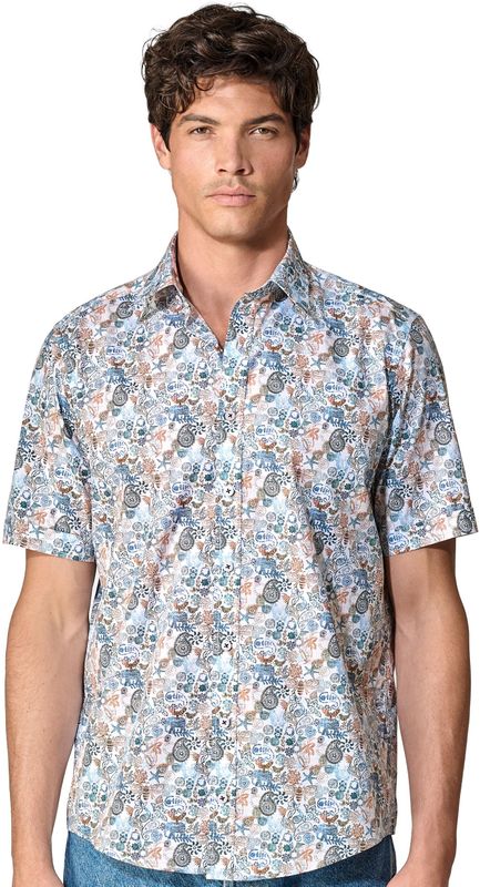 CASA MODA - Casual Fit Overhemd - Korte Mouwen - Lichtblauw - Poplin