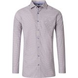 CASA MODA - Comfort Fit - Overhemd - Rood - Wit en Blauw Dessin - Popeline