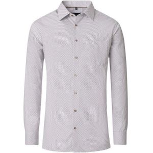 CASA MODA comfort fit overhemd, popeline, wit met zwart en beige dessin